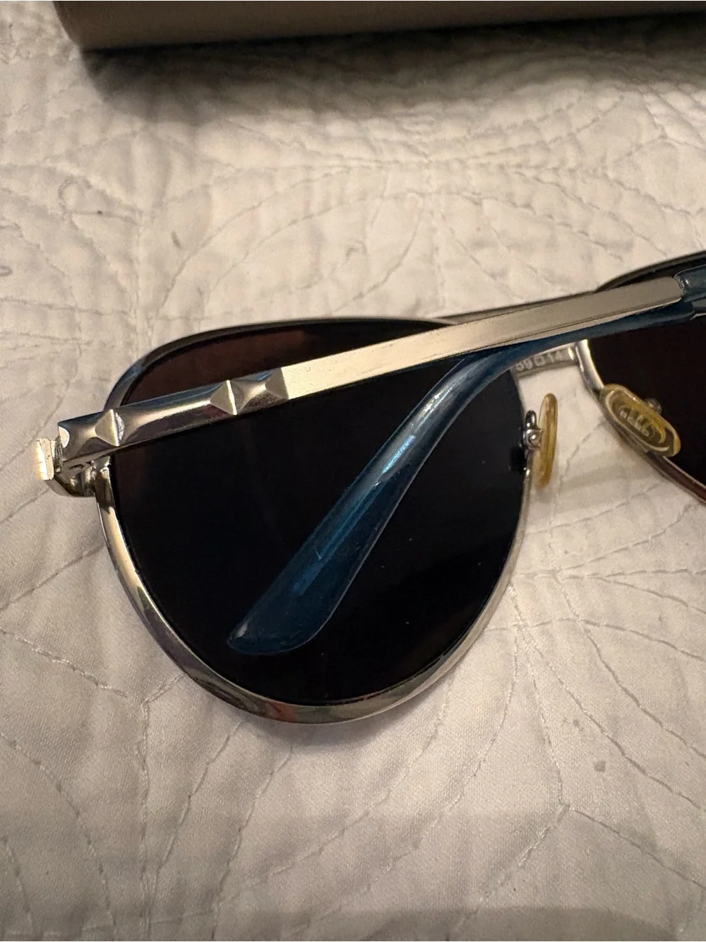 BCBG MaxAzria Aviator Sunglasses with Blue Mirrored Lenses and Hard Case